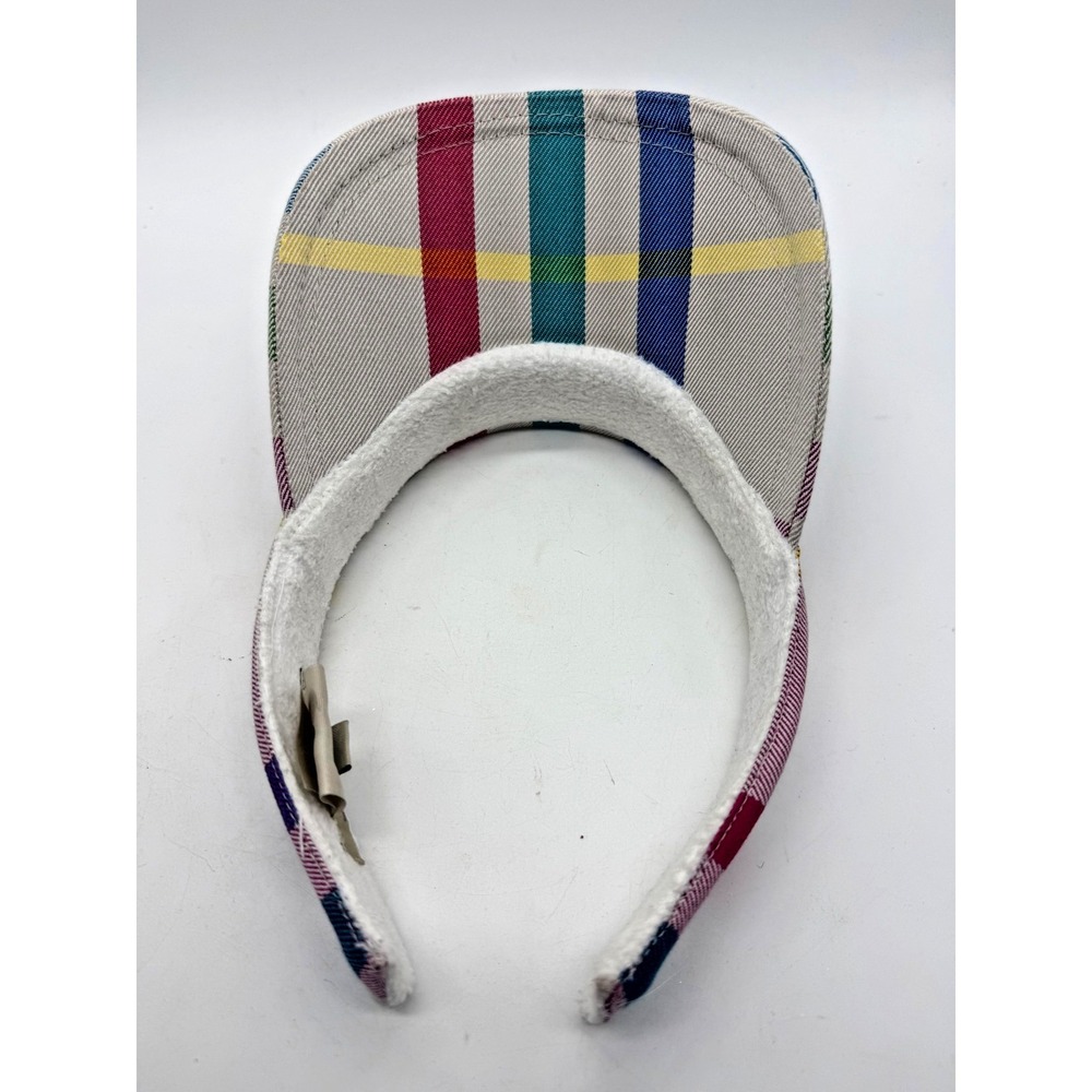 Burberry Hat Visor Womens One Size Multicolor Plaid Check Cotton Twill Sun Beach - Picture 6 of 7